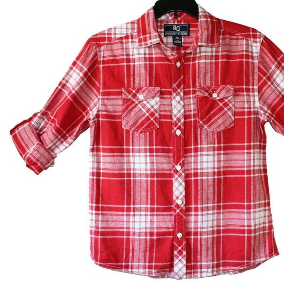 Men's Large AO - AMONGST OTHERS American Legacy Red Plaid Flannel Shirt Cotton - Picture 1 of 11